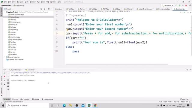 #18 Calculator making in Python | Python Tutorial For Absolute Beginners In Hindi смотреть онлайн