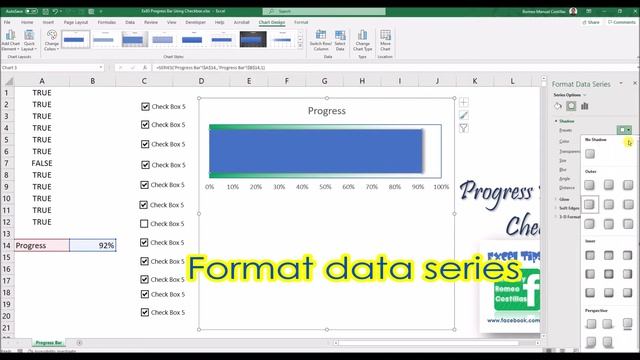 How to Create a Progress Bar in Excel (Using Checkbox) смотреть онлайн