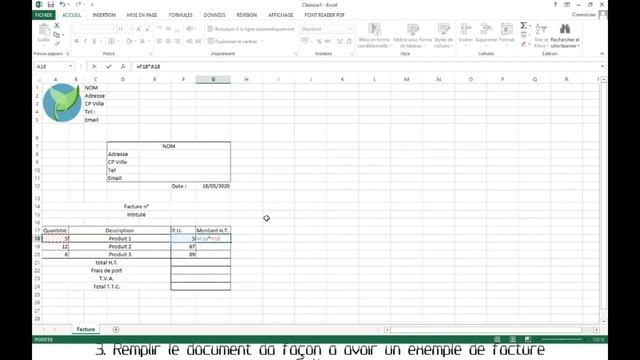 Tableur Grapheur - Facture (Microsoft Excel, LibreOffice Calc) смотреть онлайн