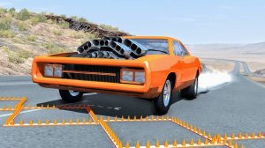 Массовые аварии с нагромождением полос шипов – BeamNG Drive