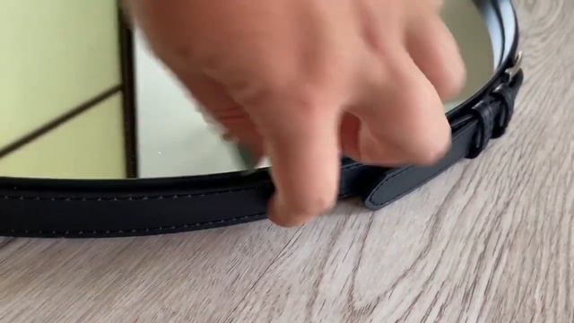 Металлическое круглое зеркало на кожаном ремне, стиль loft,размер 60см смотреть онлайн