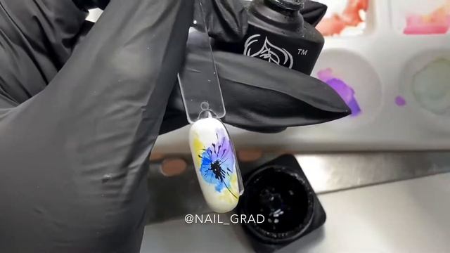 Акварельные цветы на ногтях. МК. смотреть онлайн