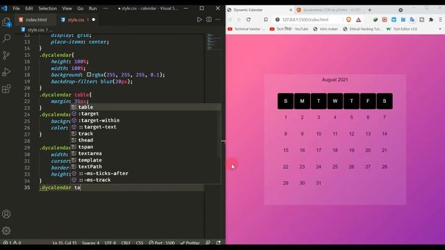 Glass morphism Working Dynamic Calendar Using HTML, CSS & JS.| Free Source Code.| #Technical_Vandar смотреть онлайн