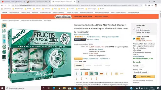 🚿 ¡Oferta Amazon! Set Garnier Fructis Hair Food Aloe Vera barato 6,5€ ¡35% DTO! Opinión | Descuento смотреть онлайн