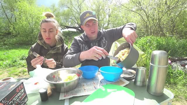 Проснулась ЖЕНА и обловила меня.? С НОЧЕВКОЙ на Оке. Макароны с тушенкой. смотреть онлайн