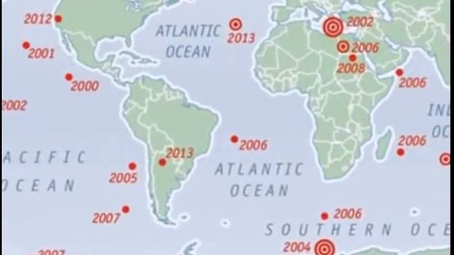 Map of asteroids and meteorites falls Карта падений астероидов и метеоритов смотреть онлайн