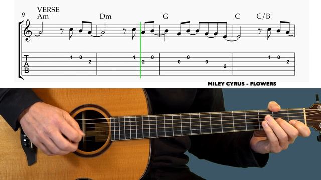Miley Cyrus - Flowers - GUITAR TUTORIAL + TAB смотреть онлайн