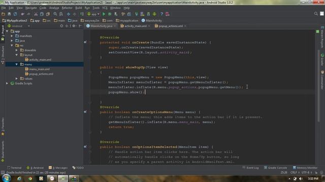 Android Studio Tutorial - 28 - Working with Popup Menu смотреть онлайн