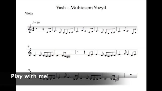 Ibrahim Pasha Violin/ TUTORIAL/ Muhtesem Yuzyil -YASLI /The Magnificent Century +VIOLIN SCORE/ Yana смотреть онлайн
