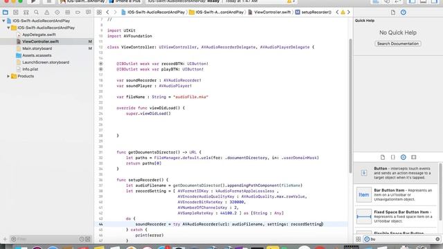 IOS 11, Swift 4, Intermediate, Tutorial : How to Record and Play Audio in Swift ( AVFoundation) смотреть онлайн