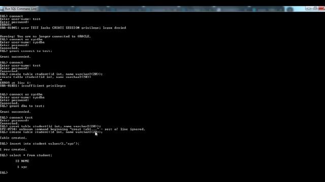 Oracle:User creation смотреть онлайн