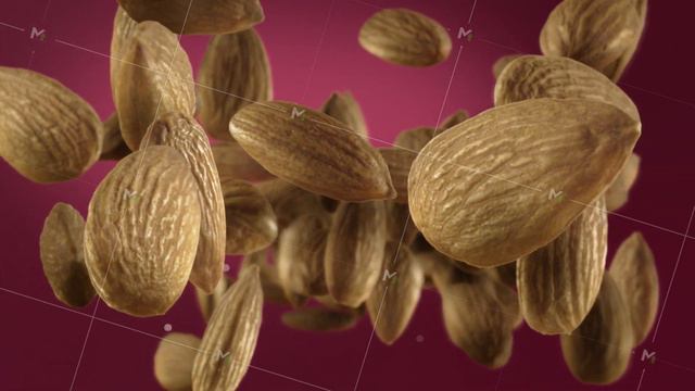 Flying of Almonds in Deep Fuchsia Background смотреть онлайн