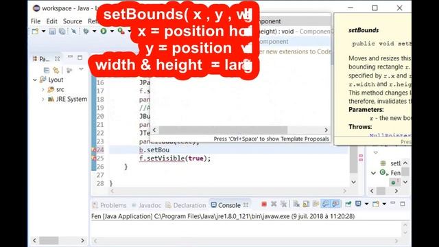 Positionner Les Widgets Java Swing setBounds смотреть онлайн