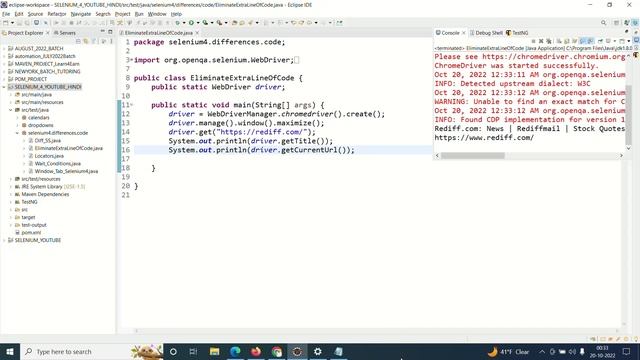 (In Hindi) Remove WebDriver driver = new ChromeDriver(); from your code смотреть онлайн