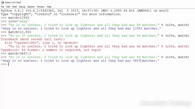 Formatting strings using module operator(%) смотреть онлайн