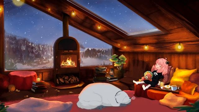 Спи с Аней в уютном зимнем домике под приятную музыку Лофи, релакс смотреть онлайн