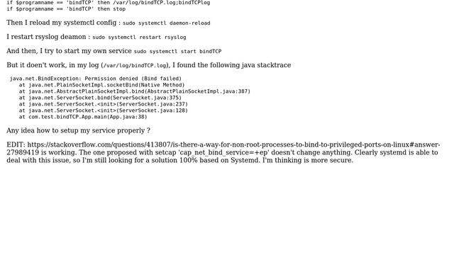 Bind a tcp socket below 1000 with a non root user using Systemd, java and Ubuntu 16.04 смотреть онлайн