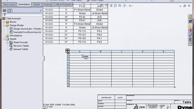 SolidWorks 2010 Excel Paste into General Tables смотреть онлайн