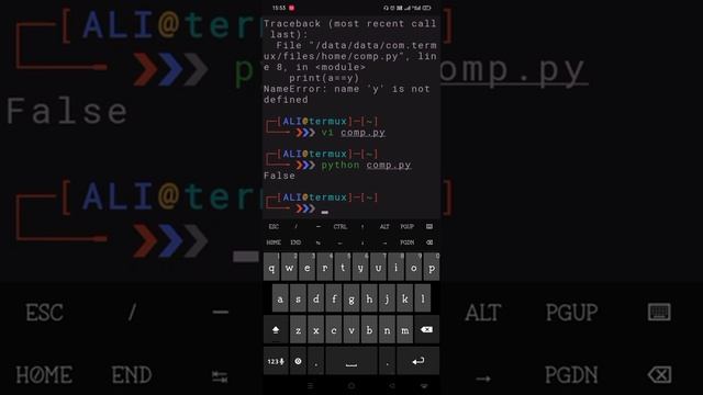 comparison operator in python #termux #android смотреть онлайн