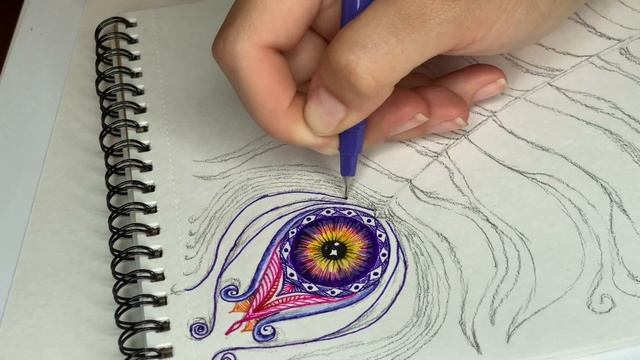 «Перо павлина»- скетчинг / иллюстрирование смотреть онлайн