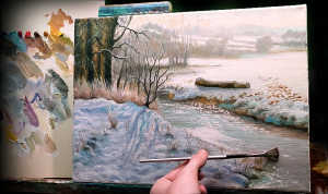 Рисуем солнечный зимний день техника Алла прима|как рисовать полдень|how to draw a winter landscape