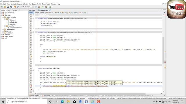 Multi-User login & Registration Form using Java Netbeans (Making a Verify Field) - Part 04 смотреть онлайн