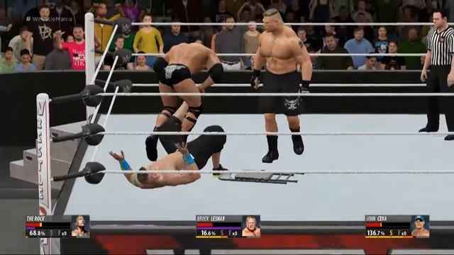 WWE 2K16 Brock Lesnar vs The Rock vs John Cena смотреть онлайн