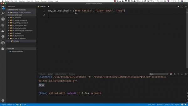 02 - A Full Python Refresher - 013 The 'in' keyword in Python