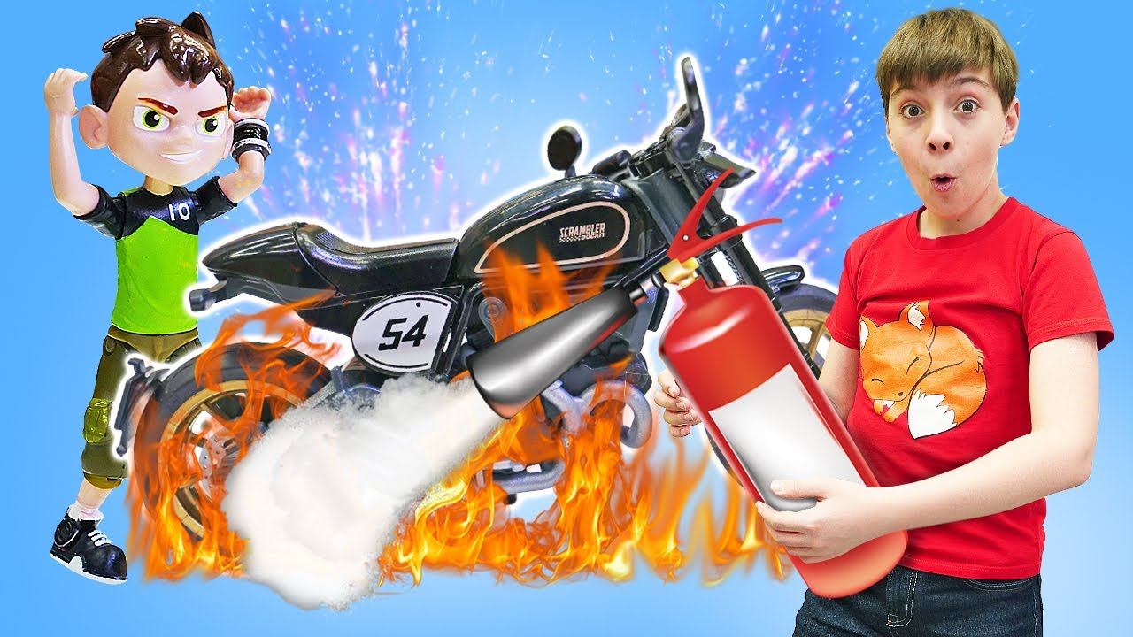 Новый мотоцикл Бен Тена! ТРИЦИКЛ | Игрушки из мультфильмов для детей в Автомастерской смотреть онлайн