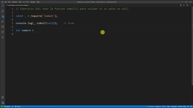Lodash Ejercicio: 156 Usar la Función isNull() para Validar si un Valor es null смотреть онлайн