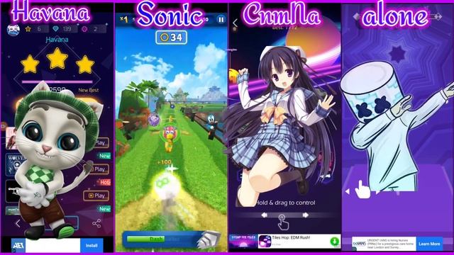 Sonic Cat vs Sonic Dash vs Beat Racing vs Marshmello Run | Music Games | смотреть онлайн