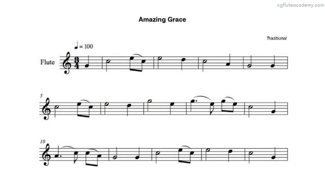 Amazing Grace ♩=80 (Slow) Flute & Piano midi with metronome смотреть онлайн