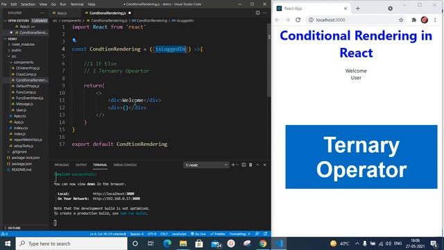 Conditional Rendering in React : Tutorial for Beginners #10 смотреть онлайн