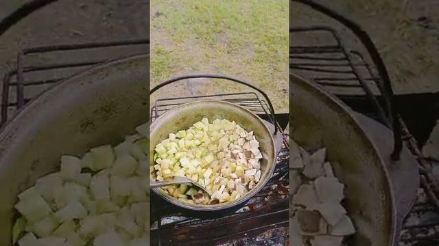 Овощной суп с грибами на углях,дачный вариант,такого Вы ещё не пробовали!#кулинария#кухнядлявсех