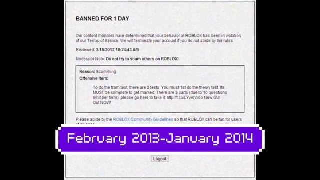 Evolution of Roblox Ban screen ( 2008 - 2020 ) смотреть онлайн