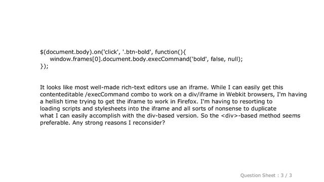 jQuery : Contenteditable div vs. iframe in making a rich-text/wysiwyg editor смотреть онлайн