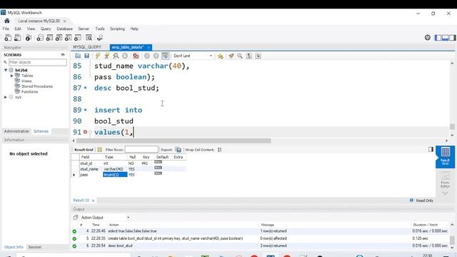 How to use Boolean(TRUE/FALSE OR 0/1) in MySQL Workbench 8.0.30 смотреть онлайн
