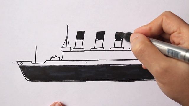 Как нарисовать Титаник легко | Корабль рисунок смотреть онлайн