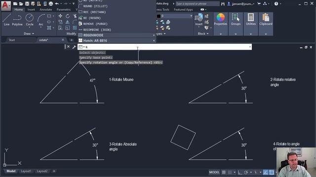 AutoCAD Rotate Command смотреть онлайн