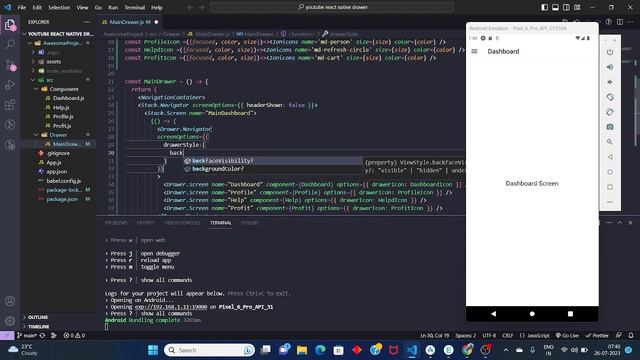 How to Change React Native Drawer Background Color and Width | React Native and React native Expo смотреть онлайн