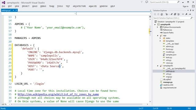 PTVS 2.1: Django app with MySQL смотреть онлайн
