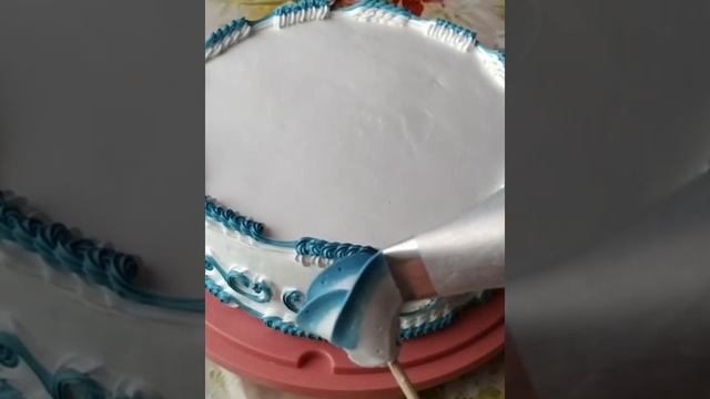 Украшение торта Белковым Заварным Кремом. Cake decoration with Protein Custard. смотреть онлайн