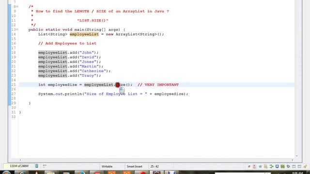 JAVA HOW TO FIND THE SIZE OF AN ARRAYLIST смотреть онлайн