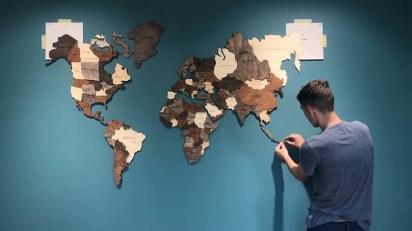 INSTALLATION 3D WOODEN WORLD MAP | ENJOY THE WOOD | HOME WALL DECOR