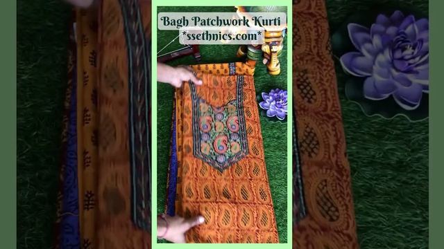 Bagh Print Patchwork Kurti/Kurta Online - SSethnics