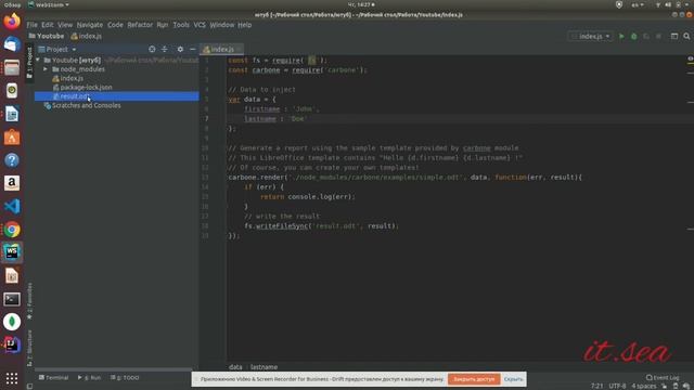 Carbone npm (convert json to PDF, LibreOffice, etc..) смотреть онлайн
