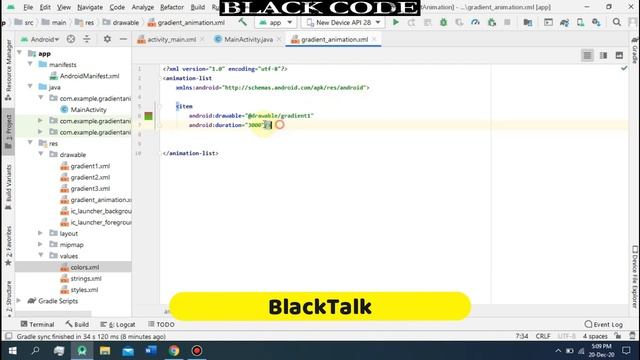 Gradient Animation in Android studio With source code смотреть онлайн