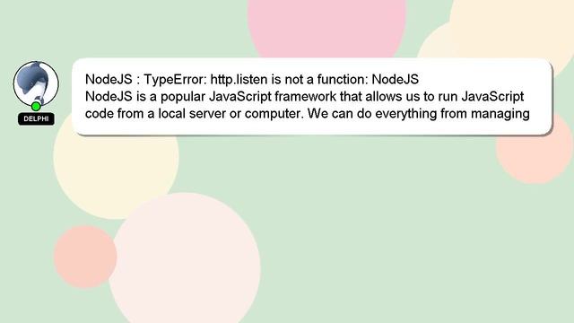 NodeJS : TypeError: http.listen is not a function: NodeJS смотреть онлайн