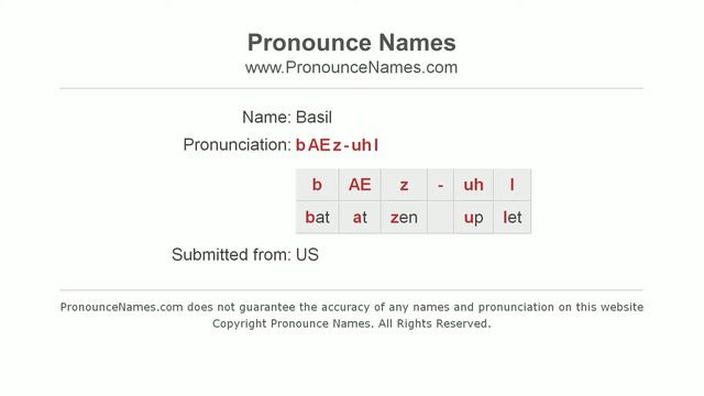 How to Pronounce Basil - PronounceNames.com смотреть онлайн