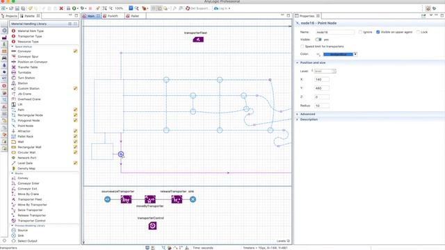 Transporters Behavior - Material Handling Library - AnyLogic смотреть онлайн